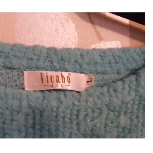 Turquoise Sweater Sz L - Picture 3 of 3